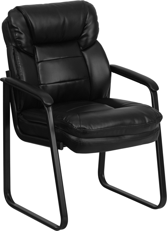 Picture of Flash Furniture GO-1156-BK-LEA-GG Black Leather Executive Side Chair with Sled Base
