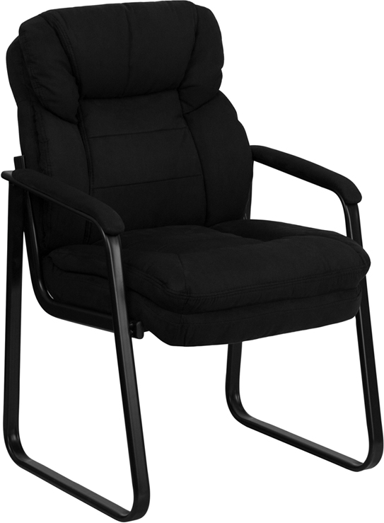 Picture of Flash Furniture GO-1156-BK-GG Black Microfiber Executive Side Chair with Sled Base