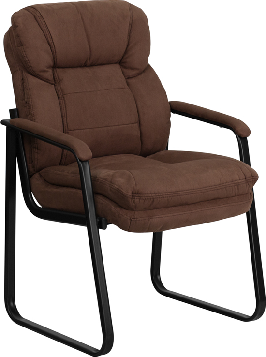 Picture of Flash Furniture GO-1156-BN-GG Brown Microfiber Executive Side Chair with Sled Base