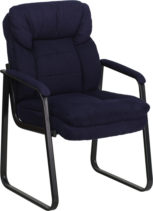 Picture of Flash Furniture GO-1156-NVY-GG Navy Microfiber Executive Side Chair with Sled Base
