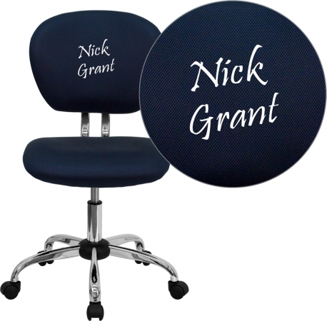 Picture of Flash Furniture H-2376-F-NAVY-EMB-GG Embroidered Mid-Back Navy Mesh Task Chair with Chrome Base