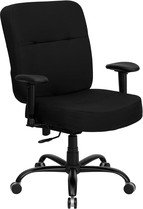 WL-735SYG-BK-A-GG HERCULES Series 400 lb. Capacity Big and Tall Black Fabric Office Chair with Arms and Extra WIDE Seat -  Flash Furniture, WL735SYGBKA