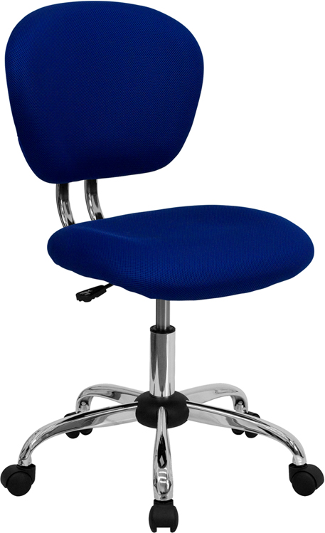 Picture of Flash Furniture H-2376-F-BLUE-GG Mid-Back Blue Mesh Task Chair with Chrome Base