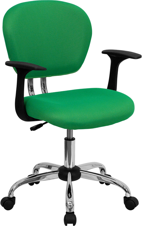 Picture of Flash Furniture H-2376-F-BRGRN-ARMS-GG Mid-Back Bright Green Mesh Task Chair with Arms and Chrome Base