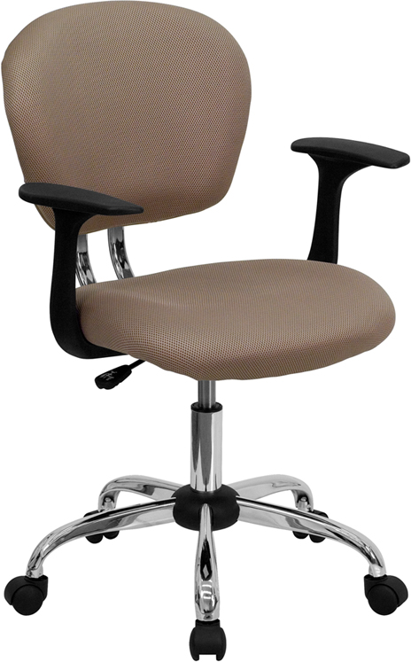 Picture of Flash Furniture H-2376-F-COF-ARMS-GG Mid-Back Coffee Brown Mesh Task Chair with Arms and Chrome Base