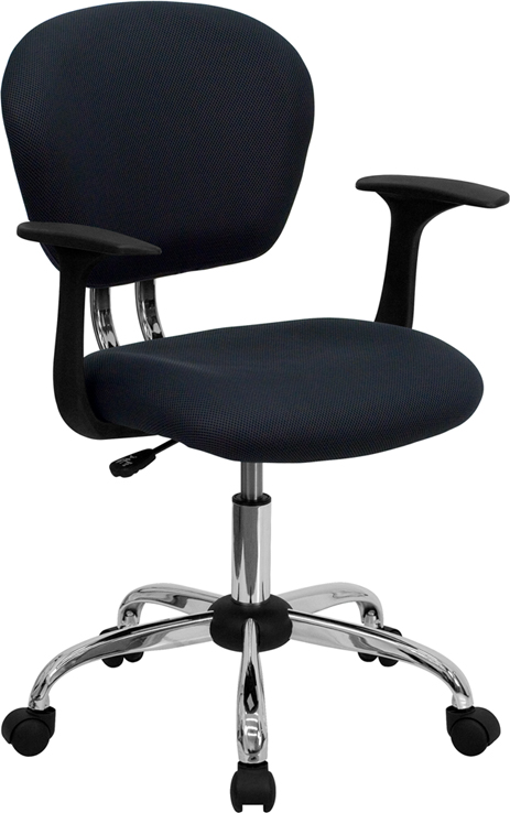Picture of Flash Furniture H-2376-F-GY-ARMS-GG Mid-Back Gray Mesh Task Chair with Arms and Chrome Base