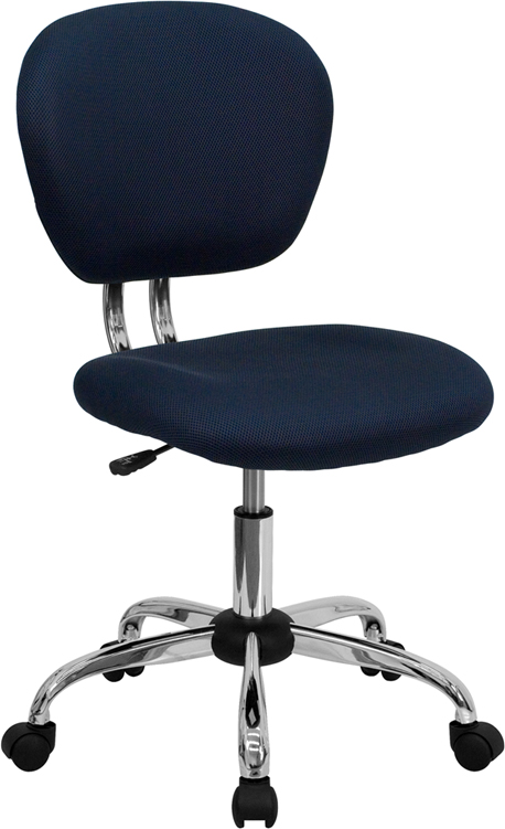 Picture of Flash Furniture H-2376-F-NAVY-GG Mid-Back Navy Mesh Task Chair with Chrome Base