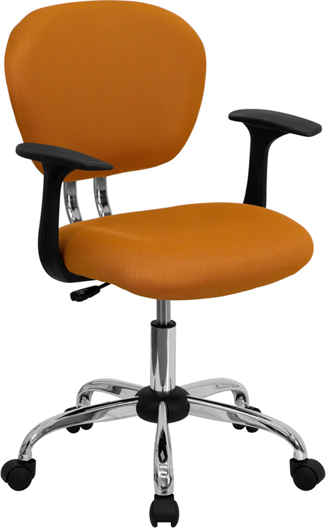 Picture of Flash Furniture H-2376-F-ORG-ARMS-GG Mid-Back Orange Mesh Task Chair with Arms and Chrome Base