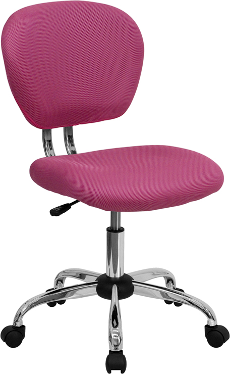 Picture of Flash Furniture H-2376-F-PINK-GG Mid-Back Pink Mesh Task Chair with Chrome Base