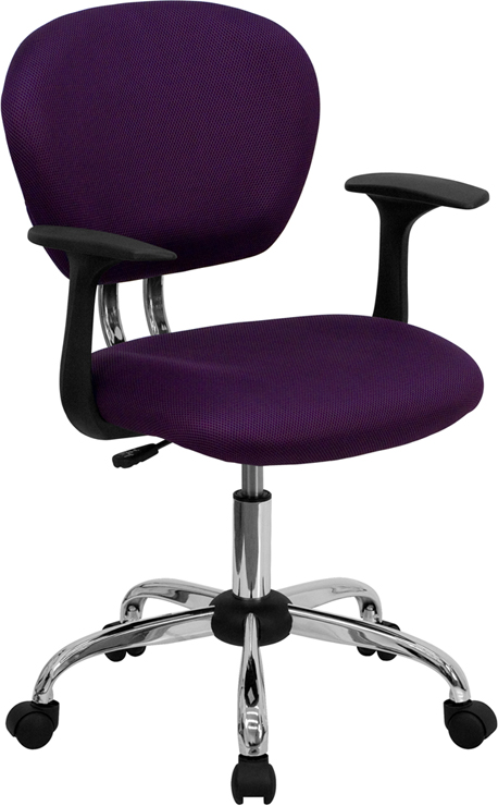 Picture of Flash Furniture H-2376-F-PUR-ARMS-GG Mid-Back Purple Mesh Task Chair with Arms and Chrome Base