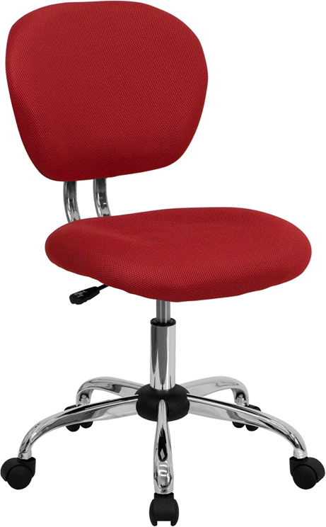 Picture of Flash Furniture H-2376-F-RED-GG Mid-Back Red Mesh Task Chair with Chrome Base