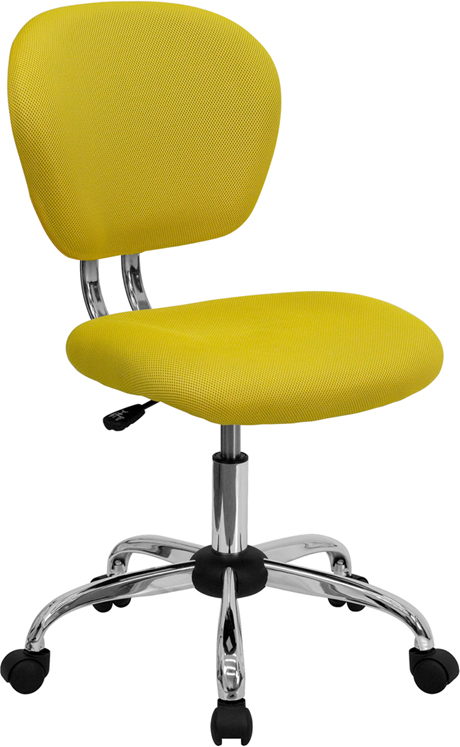 Picture of Flash Furniture H-2376-F-YEL-GG Mid-Back Yellow Mesh Task Chair with Chrome Base