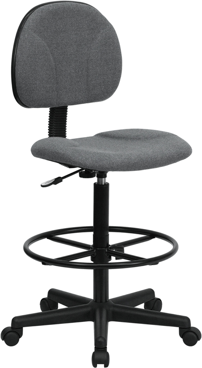 BT-659-GRY-GG Gray Fabric Multi-Functional Ergonomic Drafting Stool