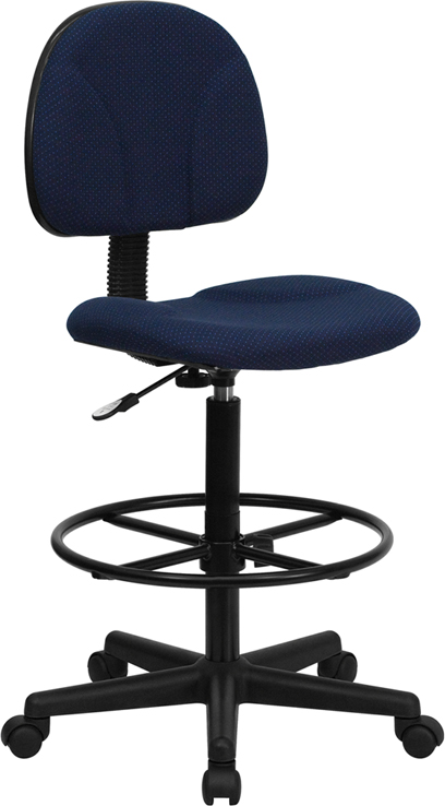 BT-659-NVY-GG Navy Blue Patterned Fabric Multi-Functional Ergonomic Drafting Stool