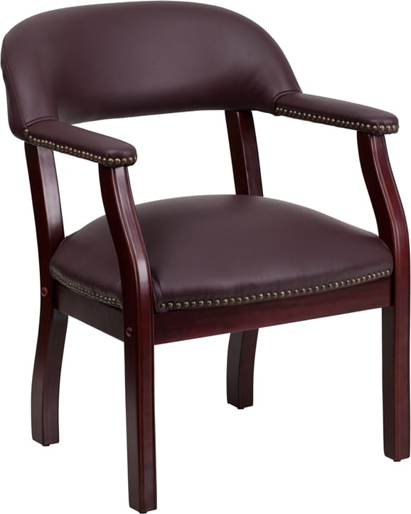 Picture of Flash Furniture B-Z105-LF19-LEA-GG Burgundy Top Grain Leather Captains Chair