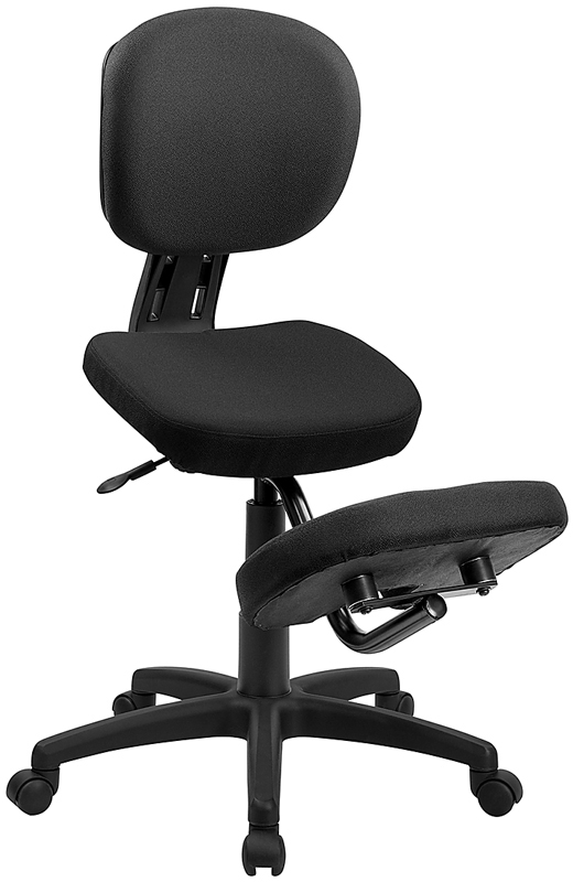 Picture of Flash Furniture WL-1430-GG Mobile Ergonomic Kneeling Posture Task Chair in Black Fabric with Back