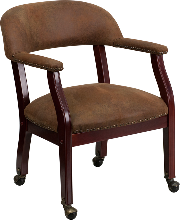 Picture of Flash Furniture B-Z100-BRN-GG Bomber Jacket Brown Luxurious Conference Chair with Casters
