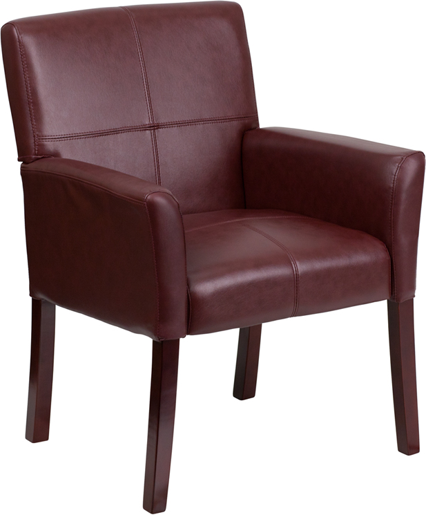 Picture of Flash Furniture BT-353-BURG-GG Burgundy Leather Executive Side Chair or Reception Chair with Mahogany Legs