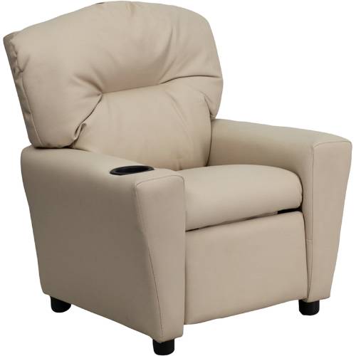Picture of Flash Furniture BT-7950-KID-BGE-GG Contemporary Beige Vinyl Kids Recliner with Cup Holder