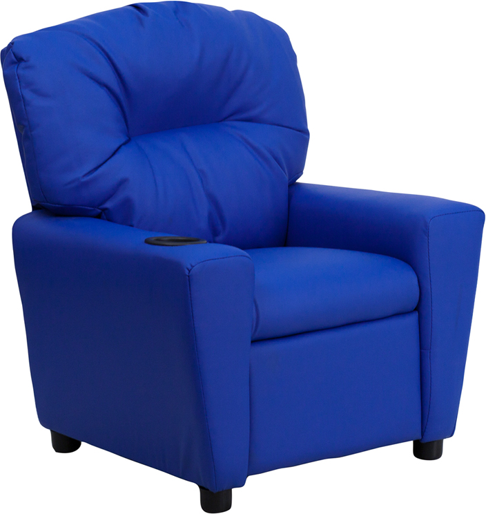 Picture of Flash Furniture BT-7950-KID-BLUE-GG Contemporary Blue Vinyl Kids Recliner with Cup Holder