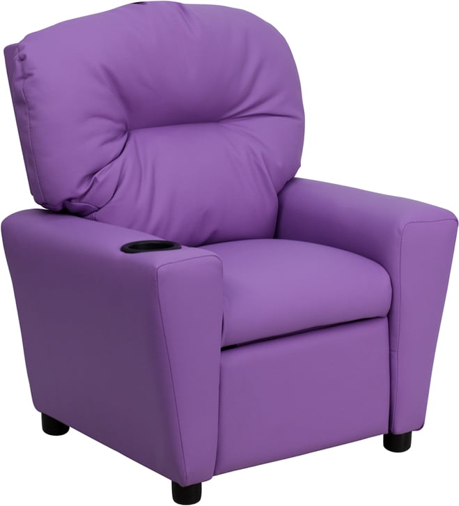 Picture of Flash Furniture BT-7950-KID-LAV-GG Contemporary Lavender Vinyl Kids Recliner with Cup Holder