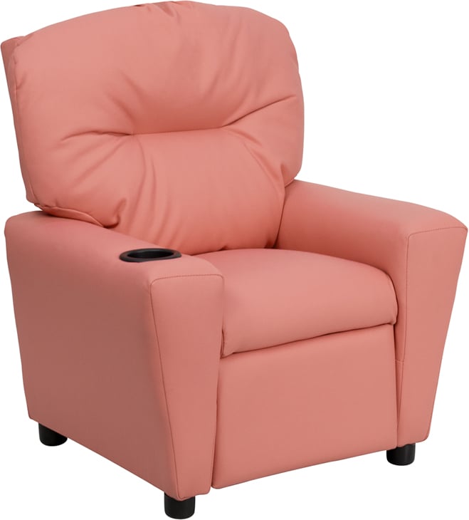 Picture of Flash Furniture BT-7950-KID-PINK-GG Contemporary Pink Vinyl Kids Recliner with Cup Holder