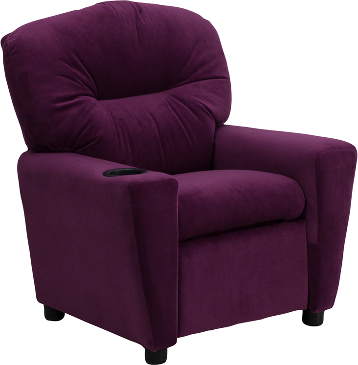 Picture of Flash Furniture BT-7950-KID-MIC-PUR-GG Contemporary Purple Microfiber Kids Recliner with Cup Holder