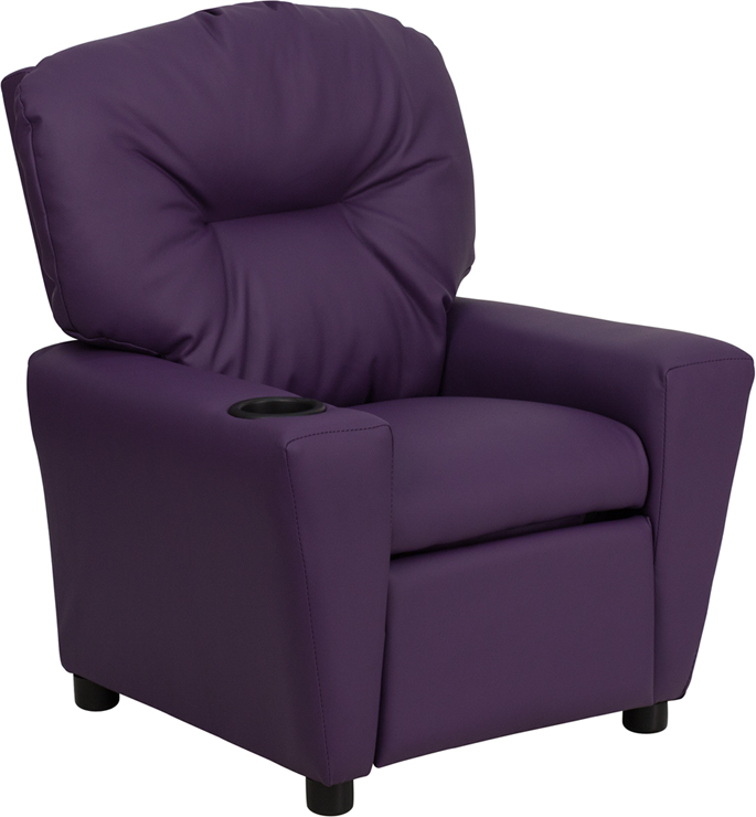 Picture of Flash Furniture BT-7950-KID-PUR-GG Contemporary Purple Vinyl Kids Recliner with Cup Holder