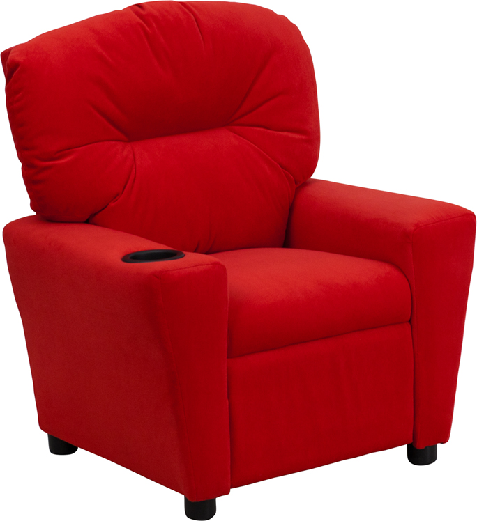 Picture of Flash Furniture BT-7950-KID-MIC-RED-GG Contemporary Red Microfiber Kids Recliner with Cup Holder