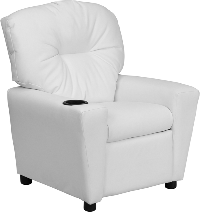 Picture of Flash Furniture BT-7950-KID-WHITE-GG Contemporary White Vinyl Kids Recliner with Cup Holder