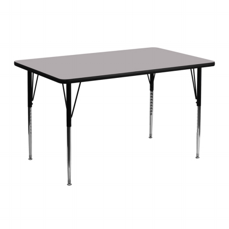 Picture of Flash Furniture XU-A2448-REC-GY-T-A-GG 24 in. W x 48 in. L Rectangular Activity Table with Grey Thermal Fused Laminate Top and Standard Height Adjustable Legs