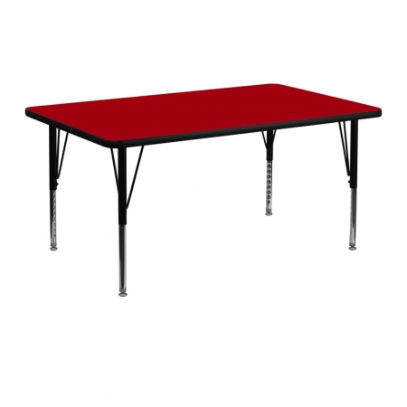 Picture of Flash Furniture XU-A2448-REC-RED-T-P-GG 24 in. W x 48 in. L Rectangular Activity Table with Red Thermal Fused Laminate Top and Height Adjustable Pre-School Legs