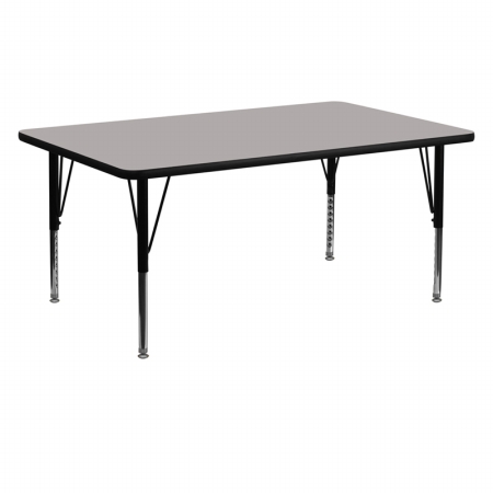 24 in. W x 60 in. L Rectangular Activity Table with 1.25 in. Thick High Pressure Grey Laminate Top and Height Adjustable Pre-School Legs