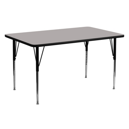 Picture of Flash Furniture XU-A2460-REC-GY-H-A-GG 24 in. W x 60 in. L Rectangular Activity Table with 1.25 in. Thick High Pressure Grey Laminate Top and Standard Height Adjustable Legs