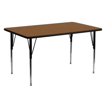 24 in. W x 60 in. L Rectangular Activity Table with 1.25 in. Thick High Pressure Oak Laminate Top and Standard Height Adjustable Legs