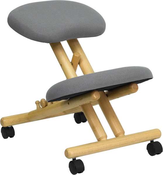 Picture of Flash Furniture WL-SB-101-GG Mobile Wooden Ergonomic Kneeling Chair in Gray Fabric