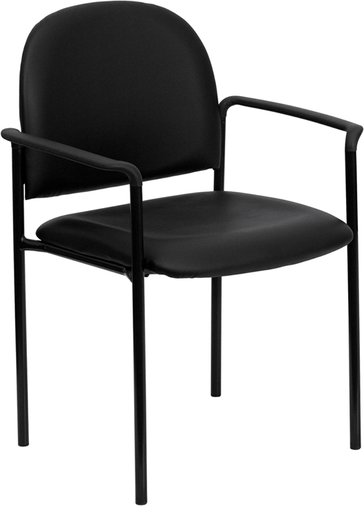 Picture of Flash Furniture BT-516-1-VINYL-GG Black Vinyl Comfortable Stackable Steel Side Chair with Arms