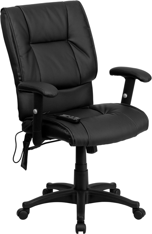Picture of Flash Furniture BT-2770P-GG Mid-Back Massaging Black Leather Executive Office Chair