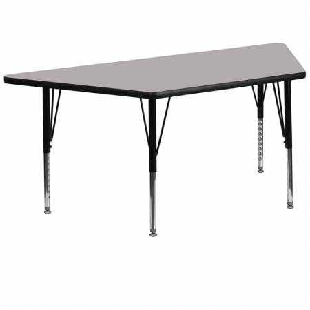 XU-A3060-TRAP-GY-T-P-GG 30 in. W x 60 in. L Trapezoid Activity Table with Grey Thermal Fused Laminate Top and Height Adjustable Pre-School Legs