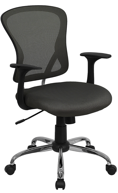 Picture of Flash Furniture H-8369F-DK-GY-GG Mid-Back Dark Gray Mesh Office Chair with Chrome Finished Base