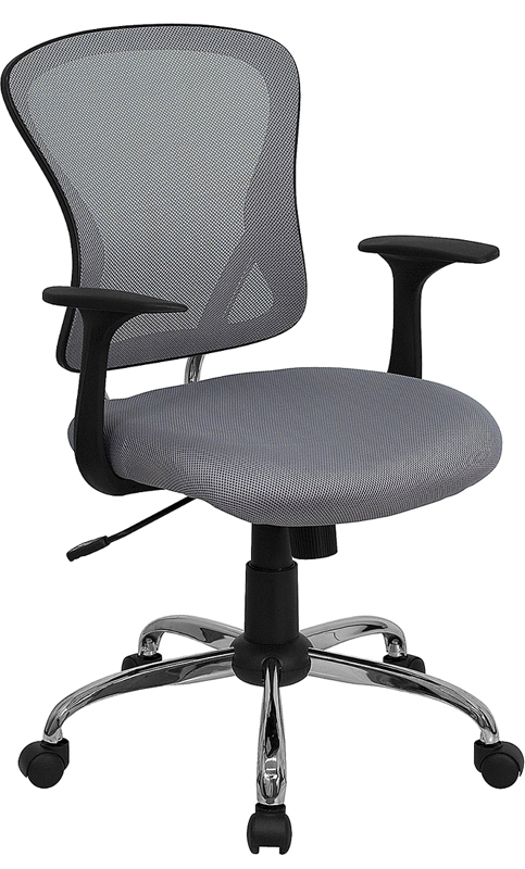 Picture of Flash Furniture H-8369F-GY-GG Mid-Back Gray Mesh Office Chair with Chrome Finished Base