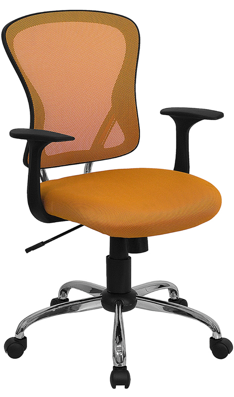 Picture of Flash Furniture H-8369F-ORG-GG Mid-Back Orange Mesh Office Chair with Chrome Finished Base