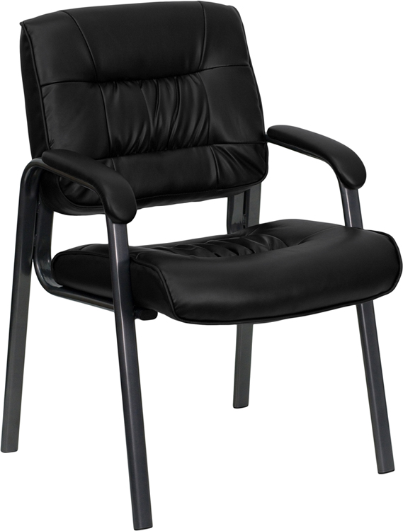 Picture of Flash Furniture BT-1404-BKGY-GG Black Leather Executive Side Chair with Titanium Frame Finish