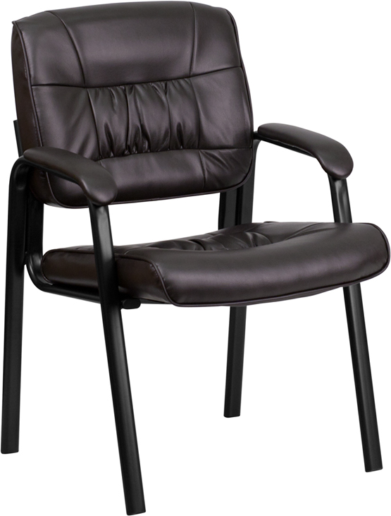 Picture of Flash Furniture BT-1404-BN-GG Brown Leather Guest - Reception Chair with Black Frame Finish
