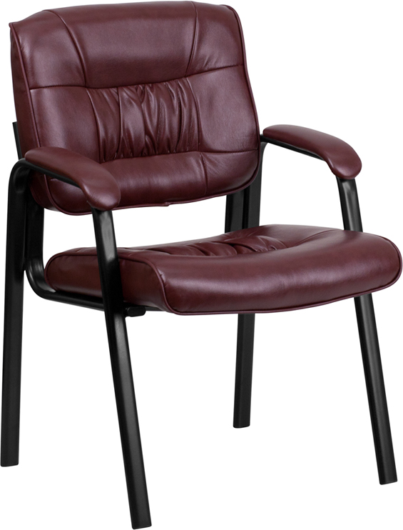 Picture of Flash Furniture BT-1404-BURG-GG Burgundy Leather Guest - Reception Chair with Black Frame Finish