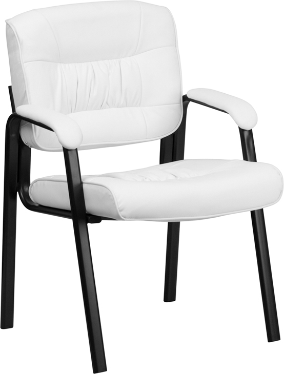 Picture of Flash Furniture BT-1404-WH-GG White Leather Guest - Reception Chair with Black Frame Finish