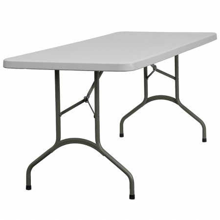 30 in. W x 72 in. L Granite White Plastic Folding Table