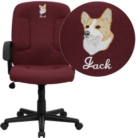 Picture of Flash Furniture GO-ST-6-BY-EMB-GG Embroidered Mid-Back Burgundy Fabric Task and Computer Chair with Nylon Arms