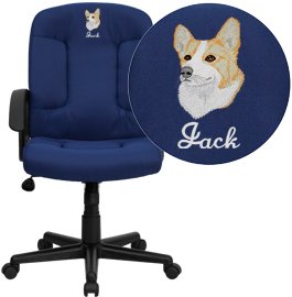 Picture of Flash Furniture GO-ST-6-NVY-EMB-GG Embroidered Mid-Back Navy Fabric Task and Computer Chair with Nylon Arms