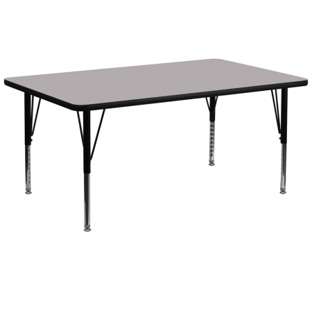 XU-A3072-REC-GY-T-P-GG 30 in. W x 72 in. L Rectangular Activity Table with Grey Thermal Fused Laminate Top and Height Adjustable Pre-School Legs